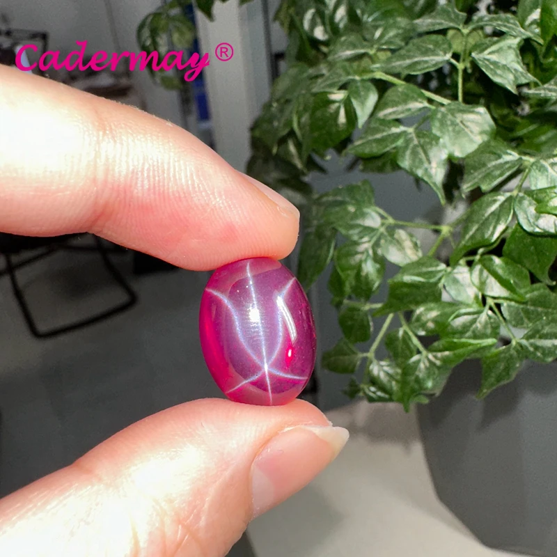 CADERMAY 5# Cab Cut Oval Shape Lab Grown Pretty Star Ruby With Inclusions Loose Stones For Customized Smart Jewelry DIY