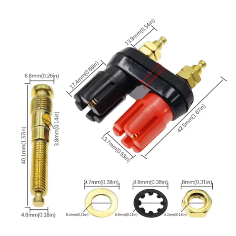 1 SZT. Wtyki bananowe Złącza Terminalowe Czerwone Czarne Złącze Terminalowe Wzmacniacza Słuchawkowego Gniazdo Bananowe Wtyk Głośnikowy