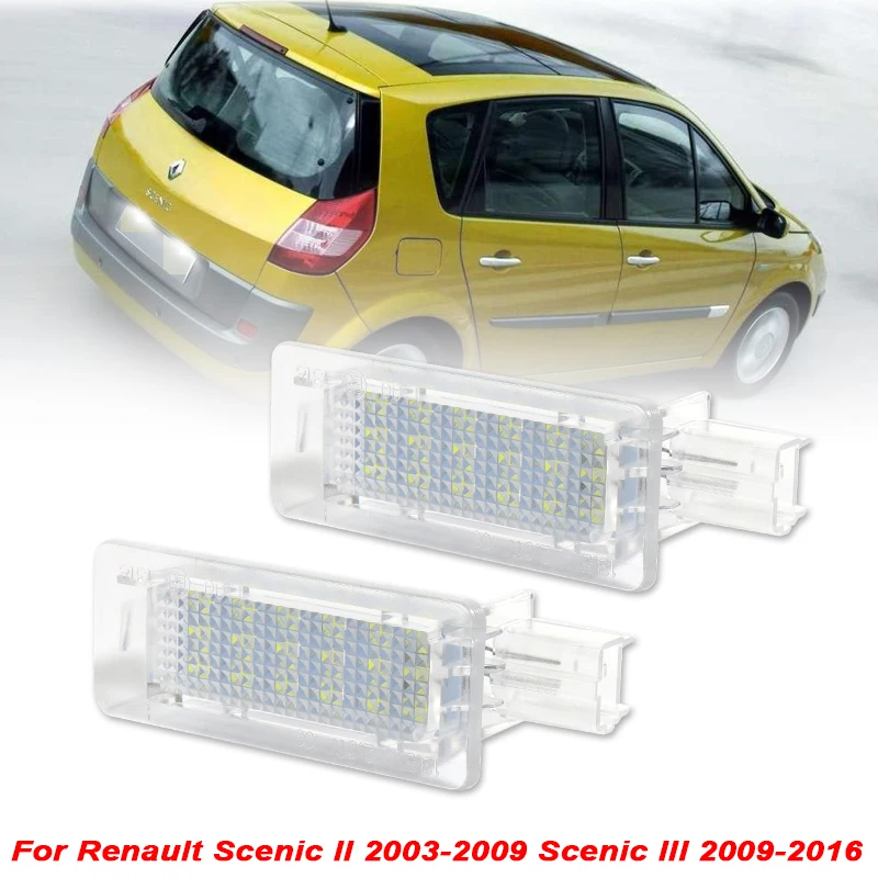 

2PCS LED License Number Plate Light Lamps For Renault Captur J5/Espace MK4/Fluence/Scenic MK2 MPV/Grand Scenic MK2 MK3/Latitude