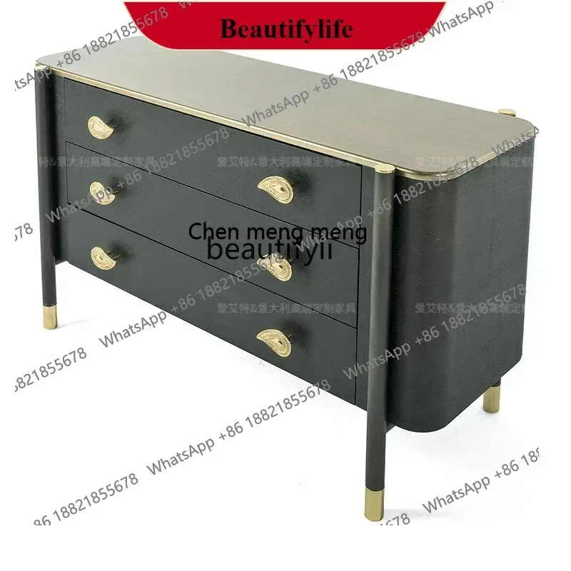 G153 S Italian light luxury chest cabinet decorative three-bucket cabinet new Chinese storage side cabinet