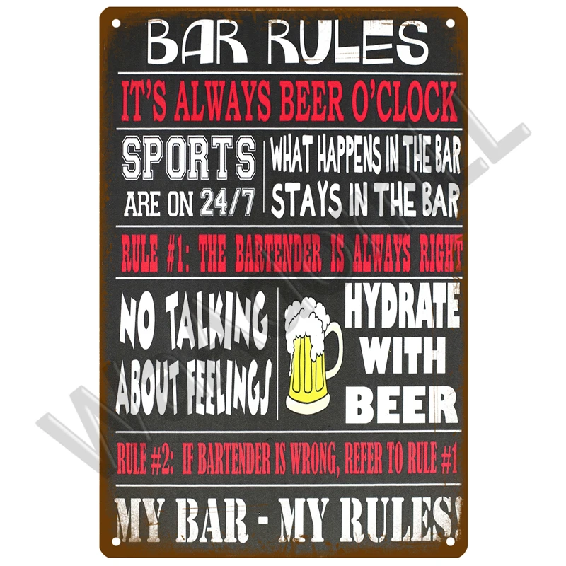 Cocktail Tin Sign Plaque Metal Sign Plate Vintage Posters Wall Art Decoration For Bar Pub Club Man Cave Iron Painting Home Decor