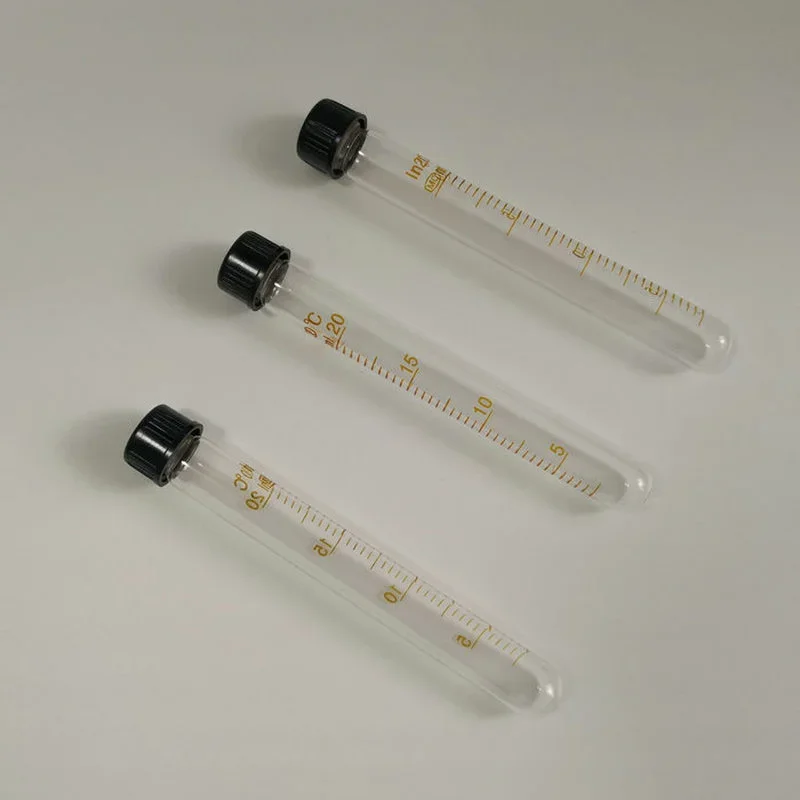 10Pcs /Lot 20ml Screw Top Graduated Glass Test Tubes Caps Screw with Silicon Rubber Liners Centrifuge Tube Autoclavable