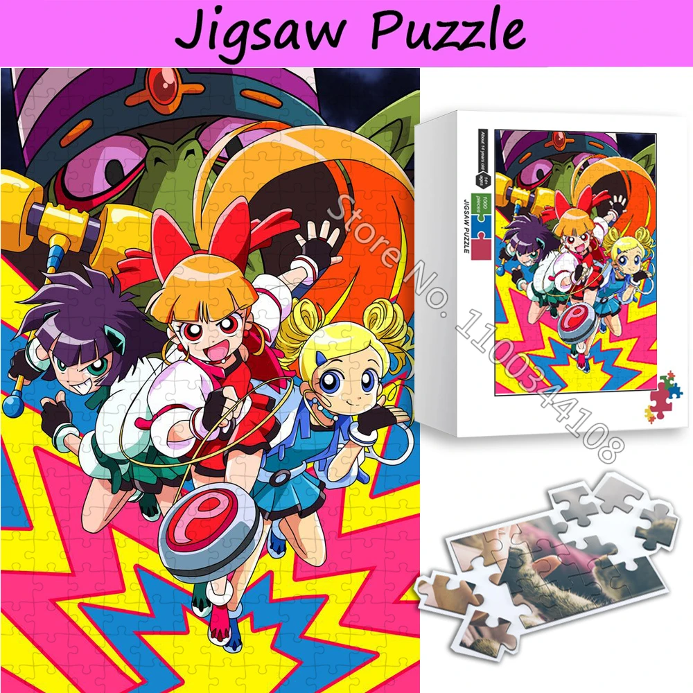 Powerpuff Girls Z Puzzle 300/500/1000 Pieces Cartoon Japanese Anime Jigsaw Puzzles Children's Educational Toys Home Decoration