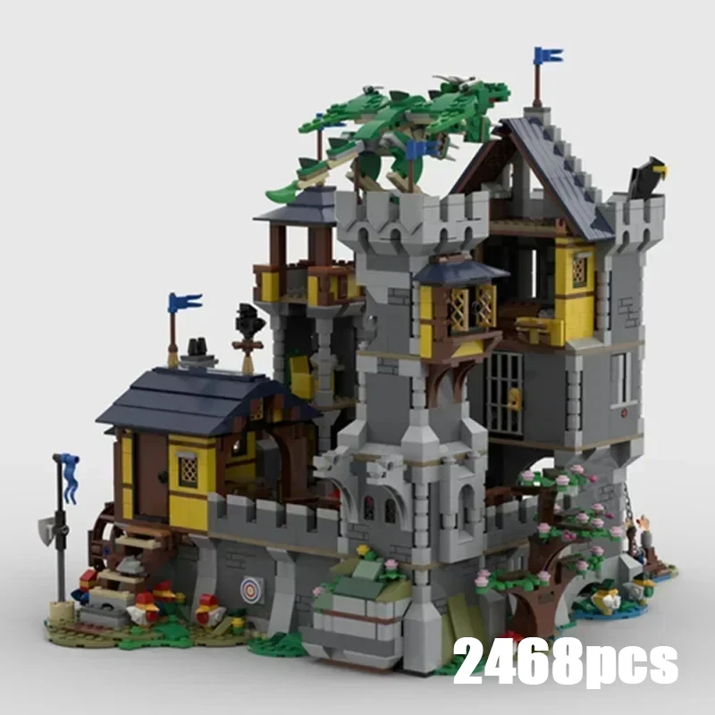 

Military Fortress Model Moc Building Bricks Blue Knights Castle Technology Modular Blocks Gifts Christmas Toys DIY Sets Assembly
