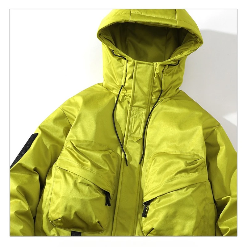 Parka da uomo con cappuccio invernale alla moda da esterno addensato caldo abbigliamento da trekking maschile cappotti da strada quotidiani di alta qualità per uomo casual