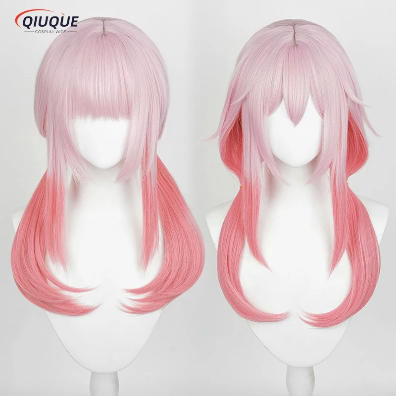 Anime Guilty Crown Yuzuriha Inori Cosplay Wig Long Pink Gradient Heat Resistant Synthetic Hair Halloween Wigs + Free Wig Cap