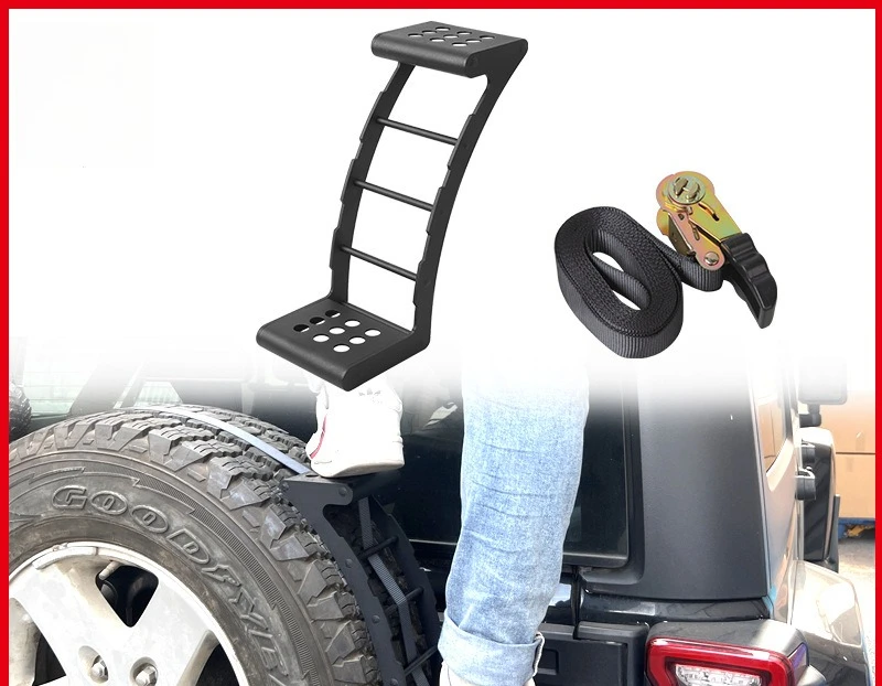 Spare Wheel Step Portable Universal Wheel Ladder Non-Slip FitPickup with Rope Tightener Fit Wheel