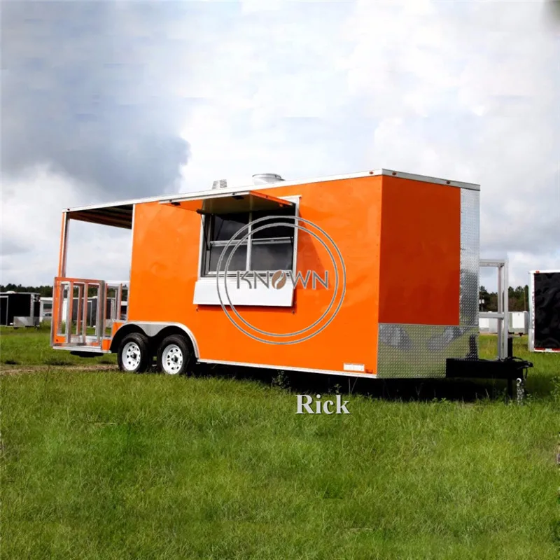 カスタマイズされた食品トレーラーカート,ケータリング用トラック,バーベキュー用品,OEM,長さ5.7m, 18フィート
