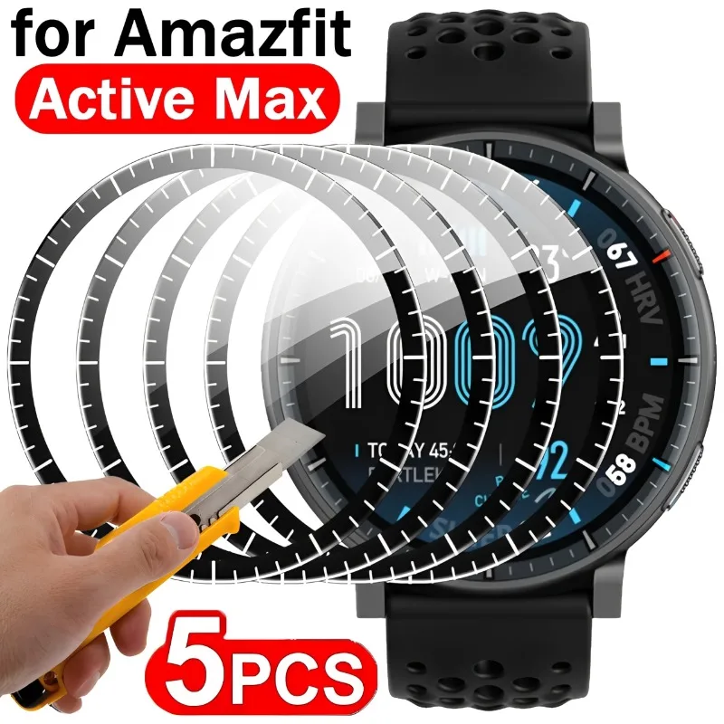 

5/1PCS Curved Soft Edge Cover Protective Film for Amazfit Active Max Anti-scratch for Amazfit Active Max Screen Protector Films