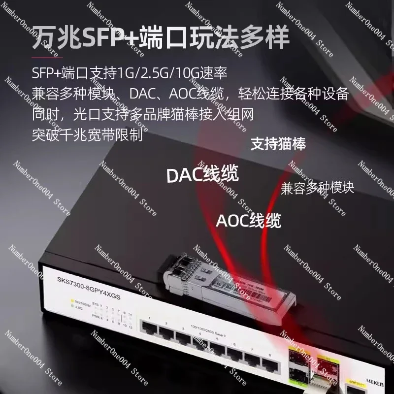 

Dedicated Server Room Rack Splitter Enterprise 12-Port 2.5G Switch, 10G Fiber-Optic Combo, Smart Managed Multi-WAN Aggregator