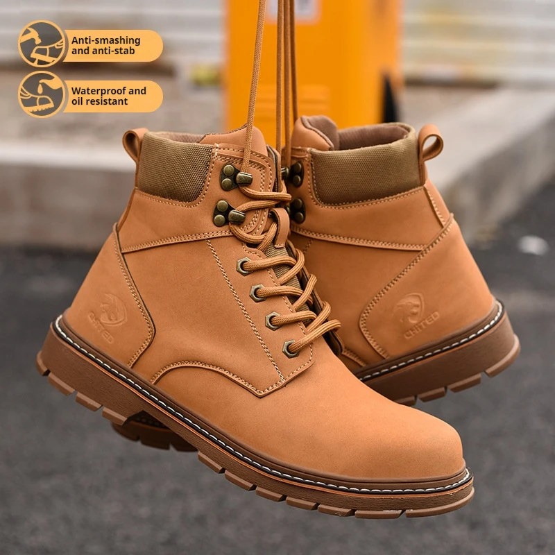 Steel Toe Cap Comfortable Working Boots Anti-Puncture Work Shoe For ManIndestructible Work Shoes Outdoor Work Shoes Safety Boots