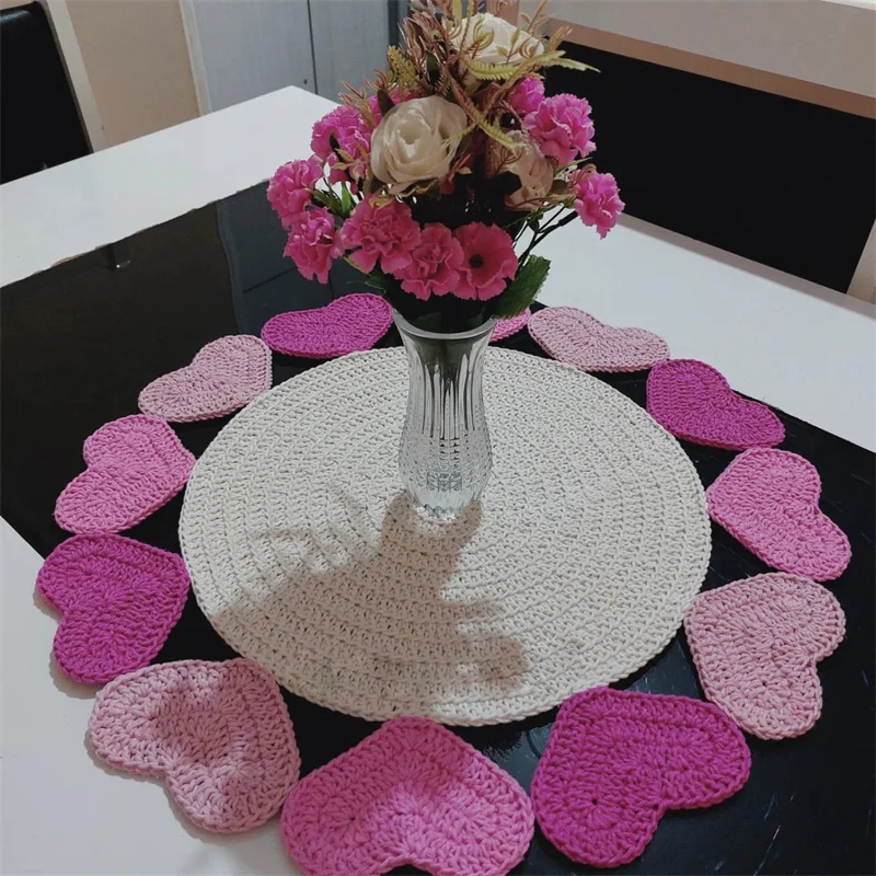 New knitting table place mat pad crochet placemat wedding Handmade Christmas flower kitchen Table decoration and accessories