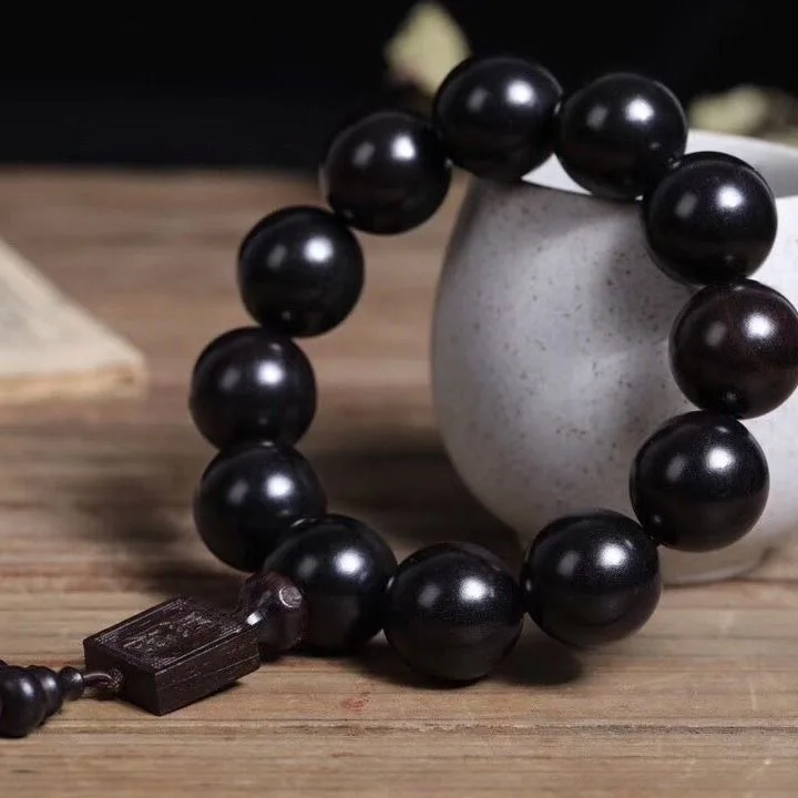

Ebony Beads Bracelet Men and Women India Pterocarpus Santalinus Silkwood Yellow Rosewood