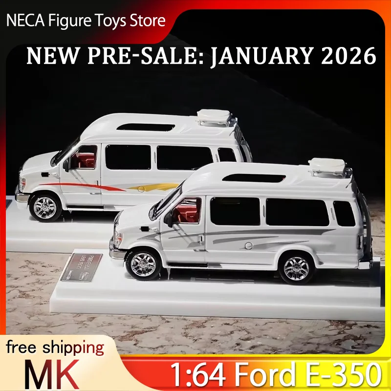 

MK 1:64 Ford E-350 Camper Van, предварительная продажа, литая под давлением модель автомобиля из сплава, игрушка, модель автомобиля для отдыха, для любителей фургона, коллекционная