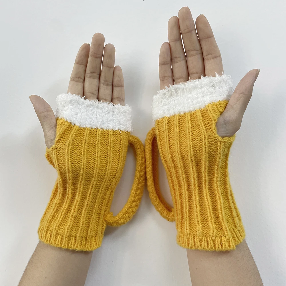 Stylish Footmuff/Gloves With Beer Shape High Stretchy Soft Thermal Gloves For Jogging Skiing