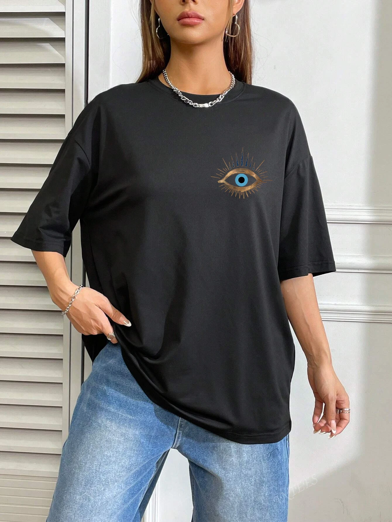 Nueva camiseta de moda para mujer, camiseta estampada de manga corta con cuello redondo, Top informal de verano con ajuste relajado