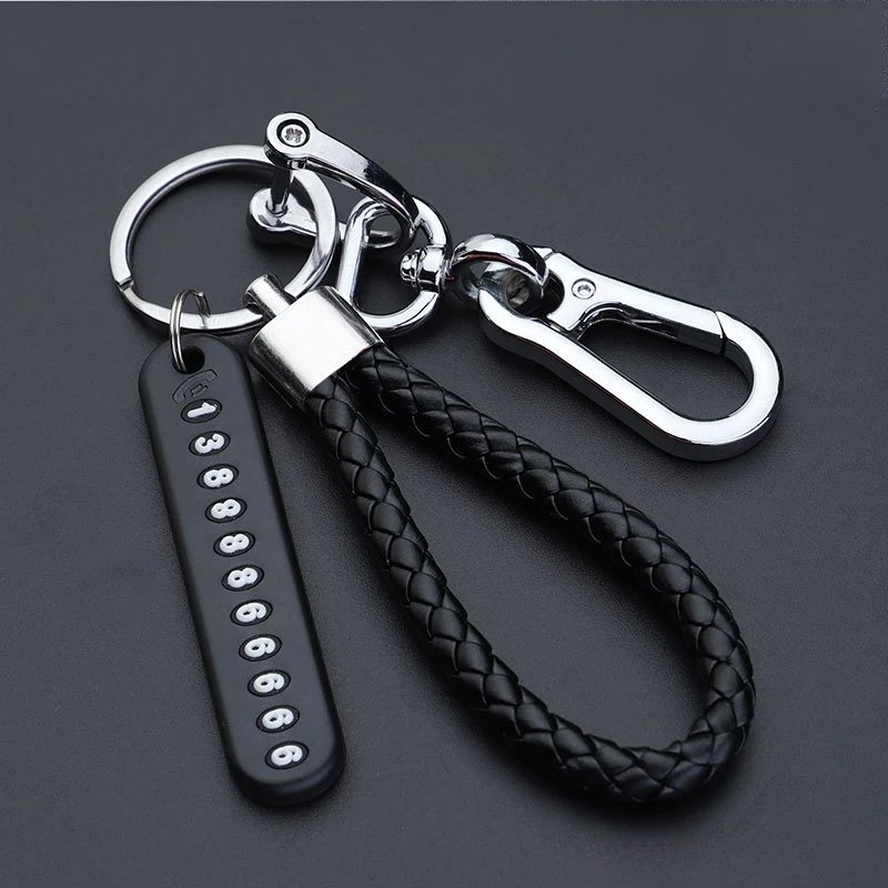 Keys Anti-Lost Phone Number Card Lobster Clasp Keychain Braided rope Key Pendant Key Rings Keyring for Auto Home Keys Chains