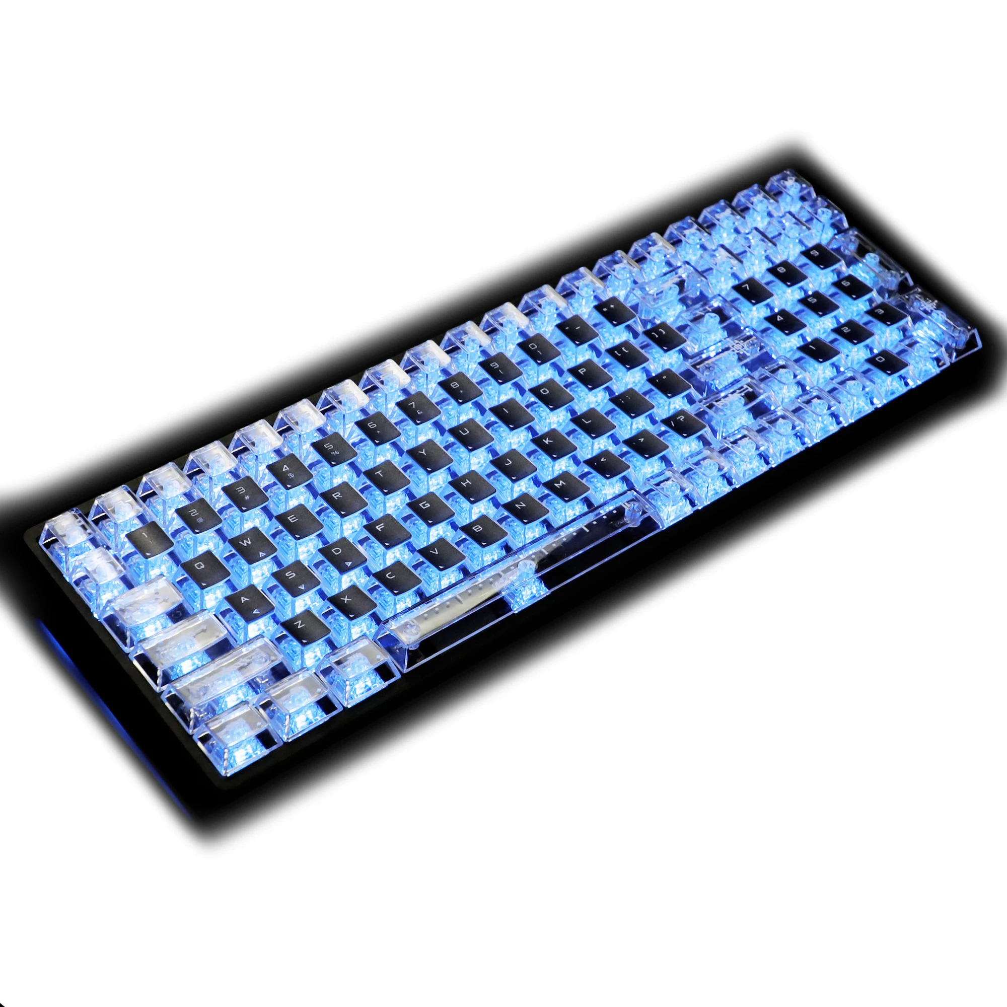 YMDK 123 Keys White Black Clear PC Shine Through UV Top Print Cherry Profile Keycaps for 61/64/75/87/104 MX Mechanical Keyboards