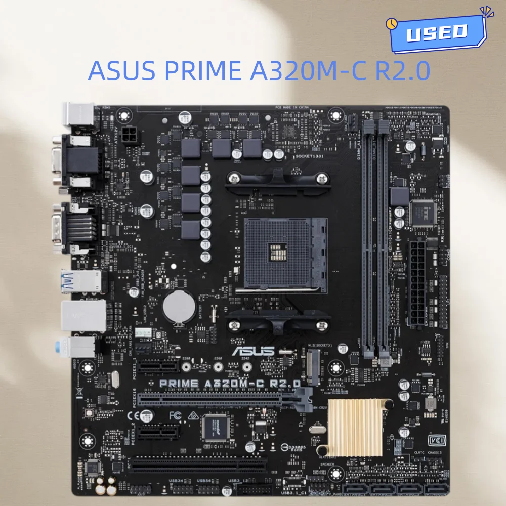 ASUS PRIME A320M-C R2.0 AMD A320 AM4 Motherboard Support Ryzen 5 5500/5600 7 5700X/3700X 3 3100 CPU M.2 SATA 6Gb/s mATX