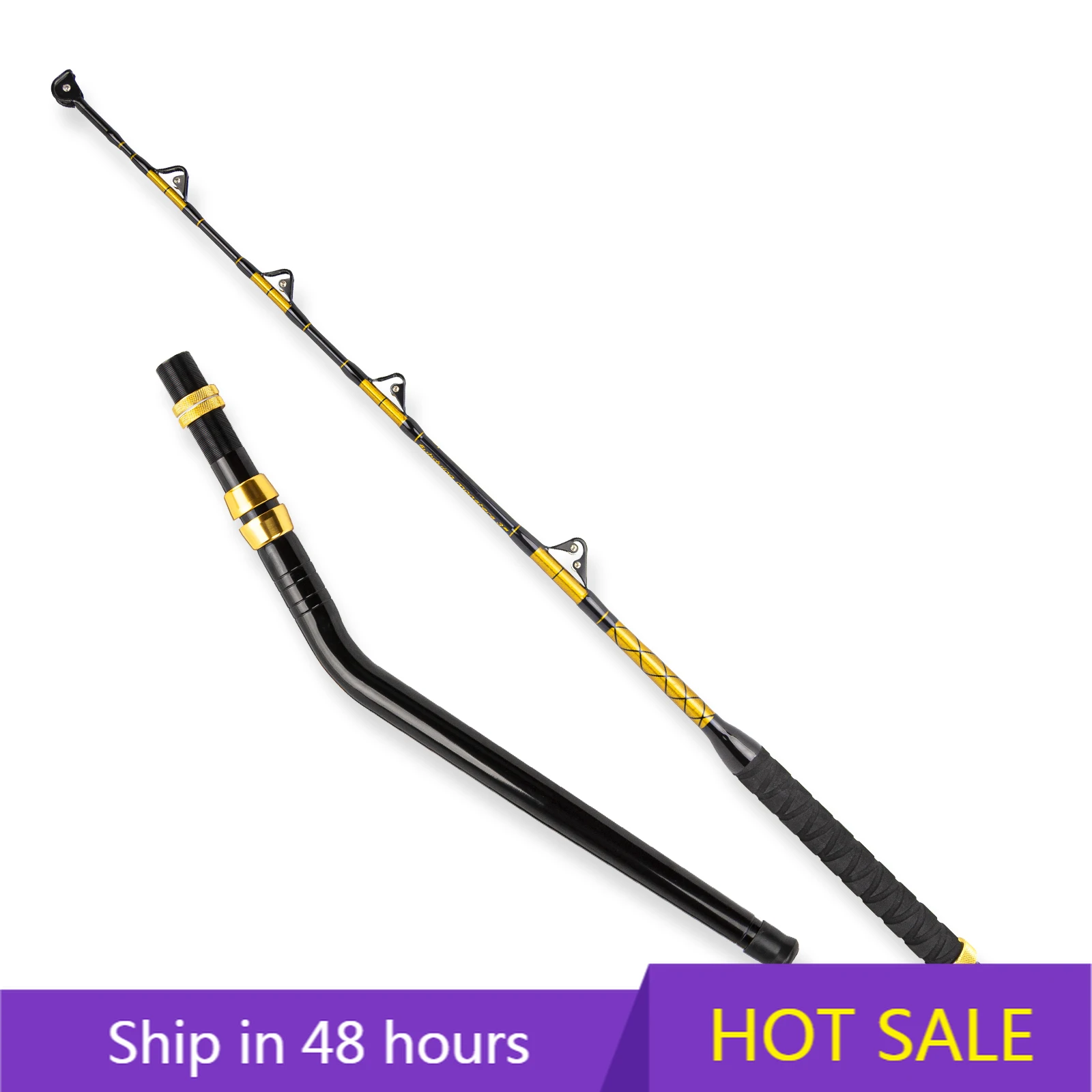 

YTYIN 30-130LBS Fishing Trolling Rod Ocean Boat Tuna Shark Pole 170cm Saltwater Fishing Offshore Fiberglass Boat Fishing Big Gam