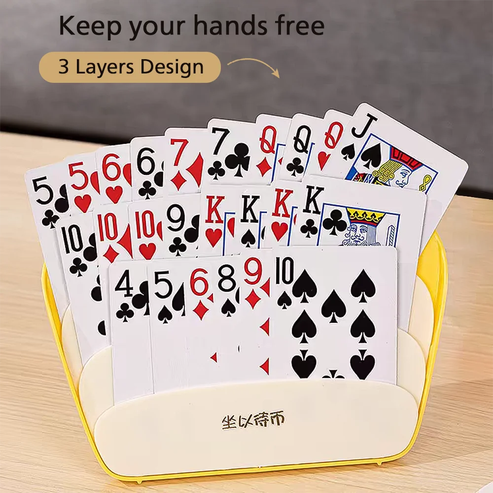 

Yellow Lazy People Playing Card Stand Holder Hands Free Photo Holders Cards Poker Stand Reusable Support Racks Poker Holders