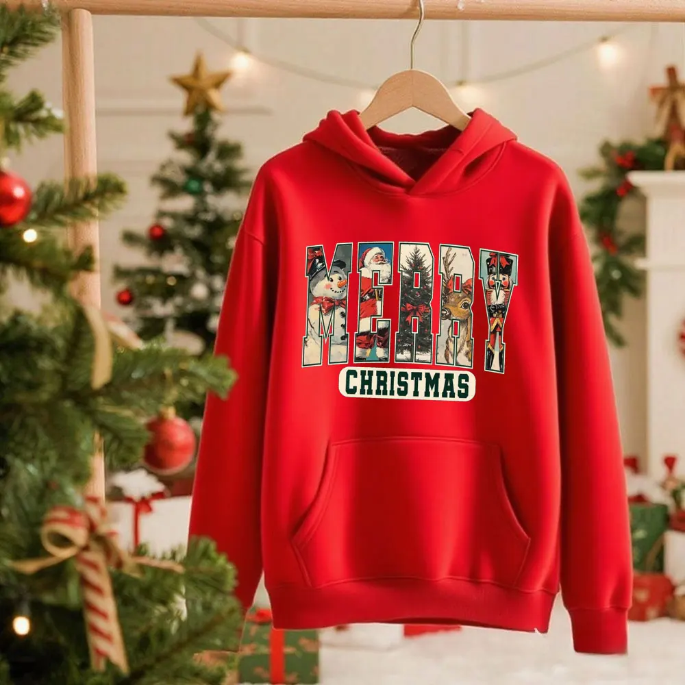 クリスマスパーカー ヴィンテージ クリスマスプルオーバー サンタクロース柄トラックスーツ ヒップスター 長袖 レディース ドロップショルダー トラックパンツ