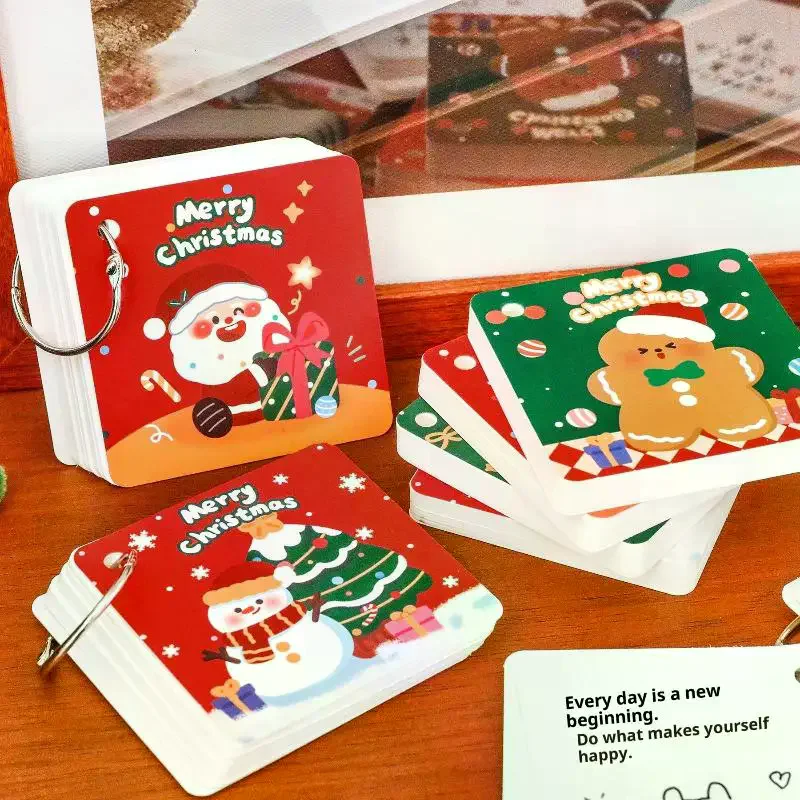 1/4 Stuks Kerst Losbladige Notebook Cartoon Kerstman Sneeuwpop Elanden Mini Draagbare Notepad Student Briefpapier Prijzen gift