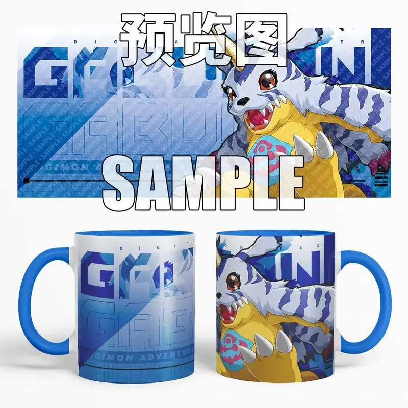 Anime Digimon Adventure Figure Cup Cartoon Ceramic Water Cup Agumon Gabumon Cute Mug Digital Monster Coffe Cup Kids Gift