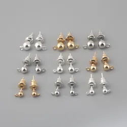 10-100 개/몫 3-12mm 합금 골드 Sivler 귀걸이 스터드 귀걸이 플러그 결과와 기본 핀 보석 만들기위한 귀 뒤로 용품