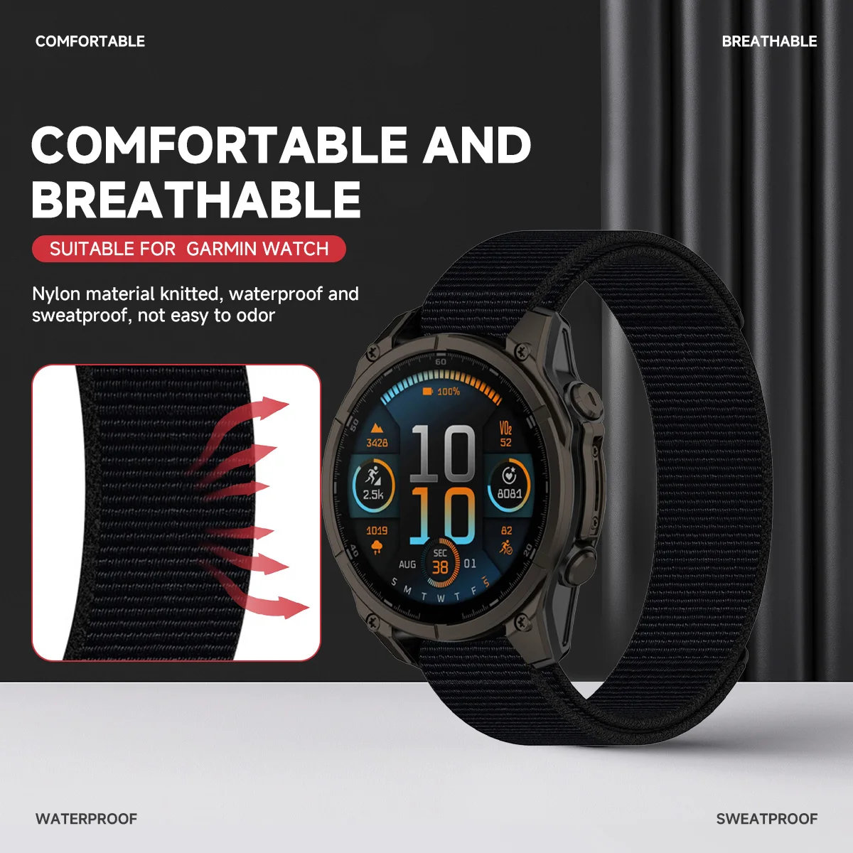 Нейлоновый ремешок 26/22/20 мм для Garmin Fenix 8 51 мм 47 43 6/6x/6s/7/7x//7s5/5x спортивный браслет-петля, аксессуары для часов, сменный ремешок