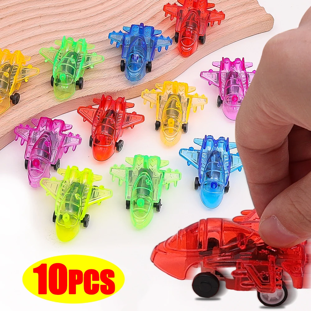 

Kids Plastic Aircraft Toys Set Wholesale Children Color Transparent Pull-back Coasting Aircraft Model Game Toy Kindergarten Gift