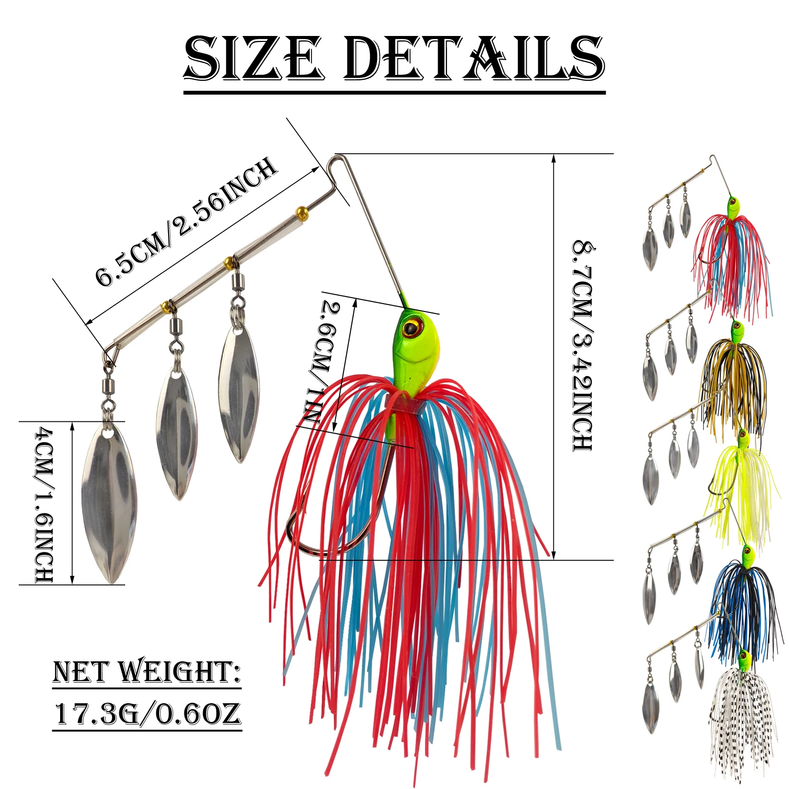 Free Fisher Spinnerbait Buzzbait para lubina con faldas y hoja metal - imagen 3