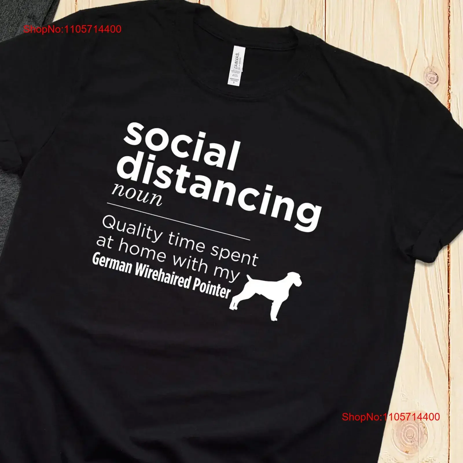 German Wirehaired Pointer Social Distancing Dog T Shirt 7 Colors BLACK HEATHER Dark Gray Teal Navy Clay Sea Green vintage