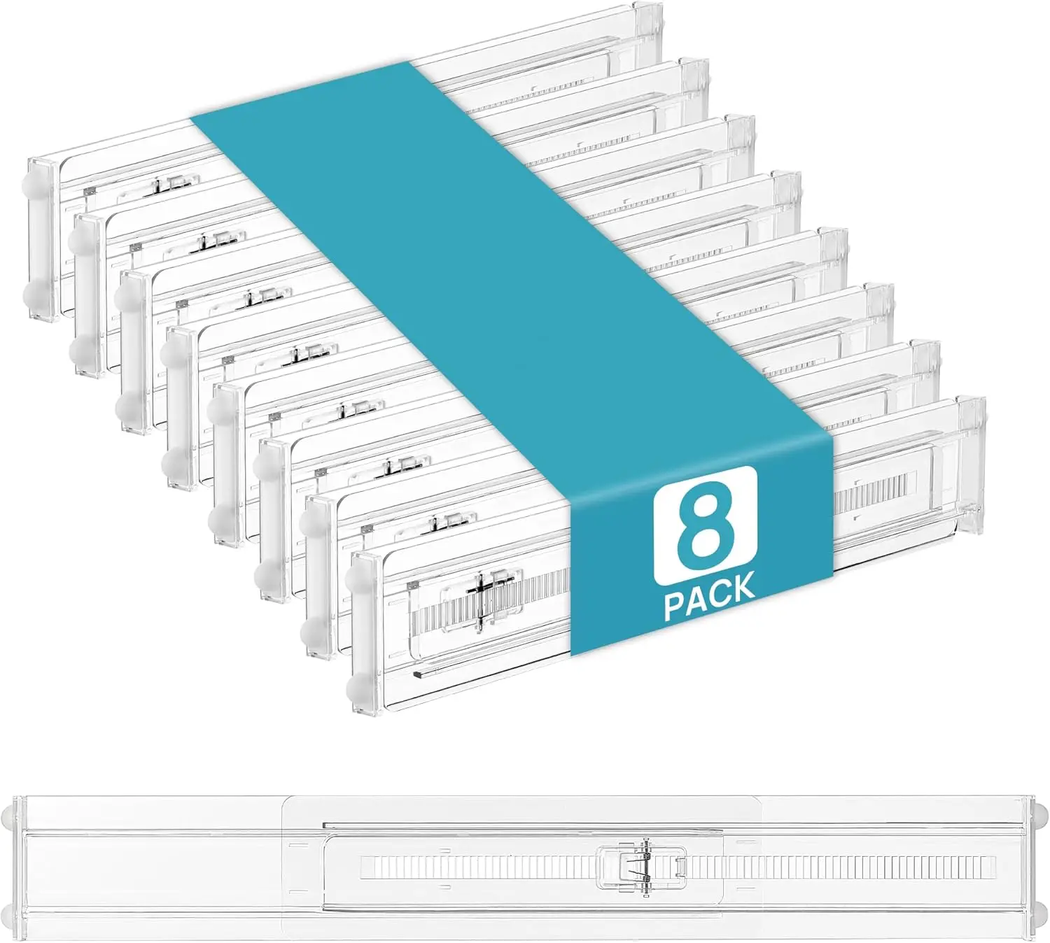 

Набор из 8 регулируемых разделителей для ящиков, расширяемый органайзер для кухни, для столовых приборов, нижнего белья и одежды, прозрачный пластик