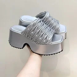 Designer Summer Chunky Women Slipper Fashion Comfort Ladies Open Toe Platform Thick High Heel Slides Beach Sandal Shoes