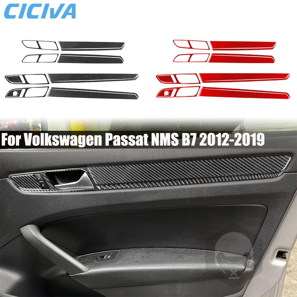 

Автомобильные аксессуары из углеродного волокна, набор панелей дверных ручек, внутренняя крышка, модифицированная наклейка на отделку для Volkswagen Passat NMS B7 2012-2019