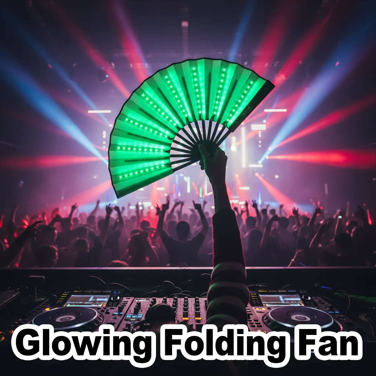 

Светодиодные светящиеся складные вентиляторы, светящийся вентилятор, складной флуоресцентный вентилятор на батарейках для выращивания вечеринок, дома, ночного бара, танцевального выступления