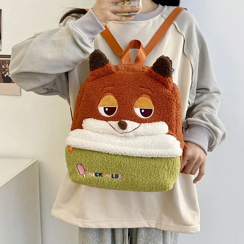 حقيبة ظهر ديزني نيك آند جودي، حقيبة ظهر لطيفة من القطيفة الكرتونية، خفيفة الوزن للغاية، سعة كبيرة، هدية للطلاب والأطفال