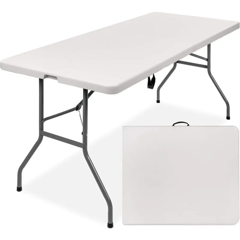 

Best Choice Products 6ft Plastic Folding Table, Indoor Outdoor Heavy Duty Portable w/Handle, Lock for Picnic, Party, Camping