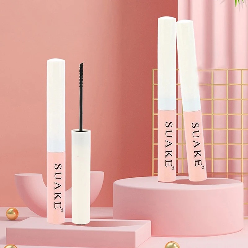 Mascara in fibra con pennello ultrafine Curling Estensione ciglia spesse Mascara impermeabile Nero Marrone Cosmetico per occhi da donna