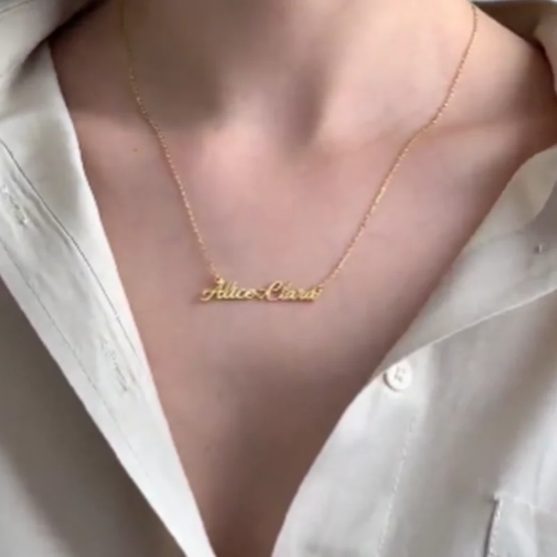 สร้อยคอชื่อคู่ปรับชื่อ kalung Baja Tahan karat เป็นของขวัญวันเกิดและวันครบรอบให้คู่ของคุณได้