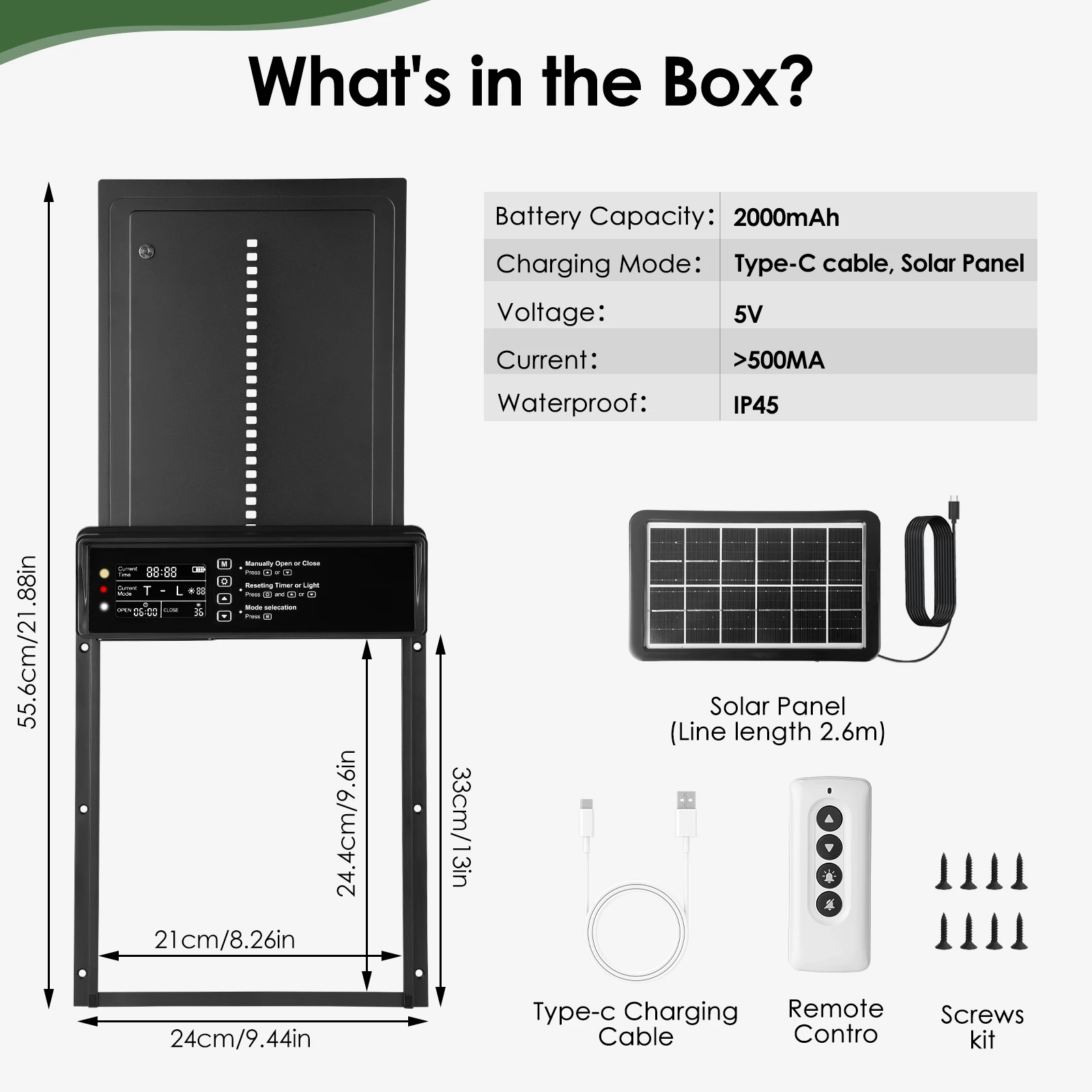 Automatic Chicken Coop Door, Solar Light Sensor, Chicken Coop Door With Timer And Remote Control For Chicken Coop Farm Equipment