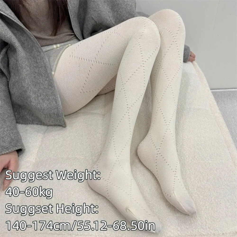 Fashionable Jacquard Knitted Stockings High-elastic Skinny Fit Argyle Tights Breathable Comfortable Thermal Leggings Daily Wear