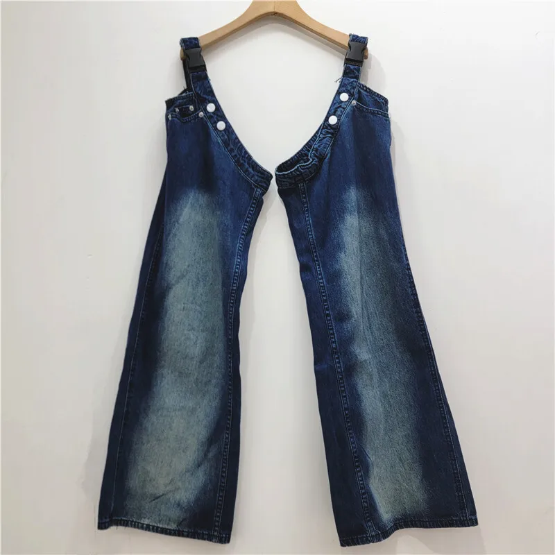 ANJY 가을 새로운 여성 세련된 청바지 틈새 디자인 대비 색 투피스 세트 streetwear 세련된 캐주얼 스트레이트 바지 트렌디 a8881