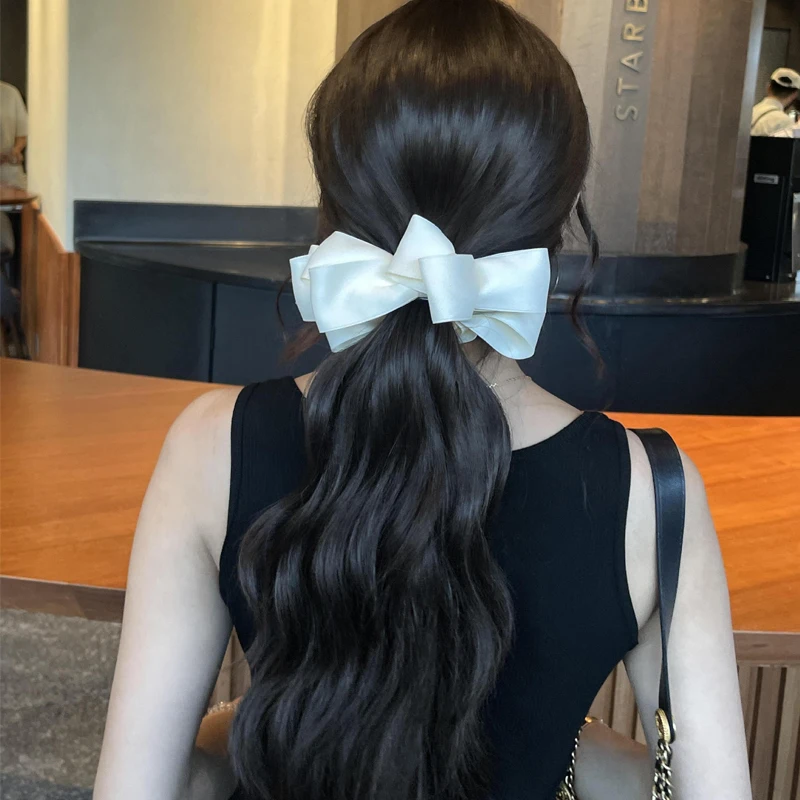 1/2 Stück süße koreanische Haarspange mit Schleife, Bananenspange, nie herunterfallender hoher Pferdeschwanz, hochwertige Satin-Kopfbedeckung und Haaraccessoires – Detail 7