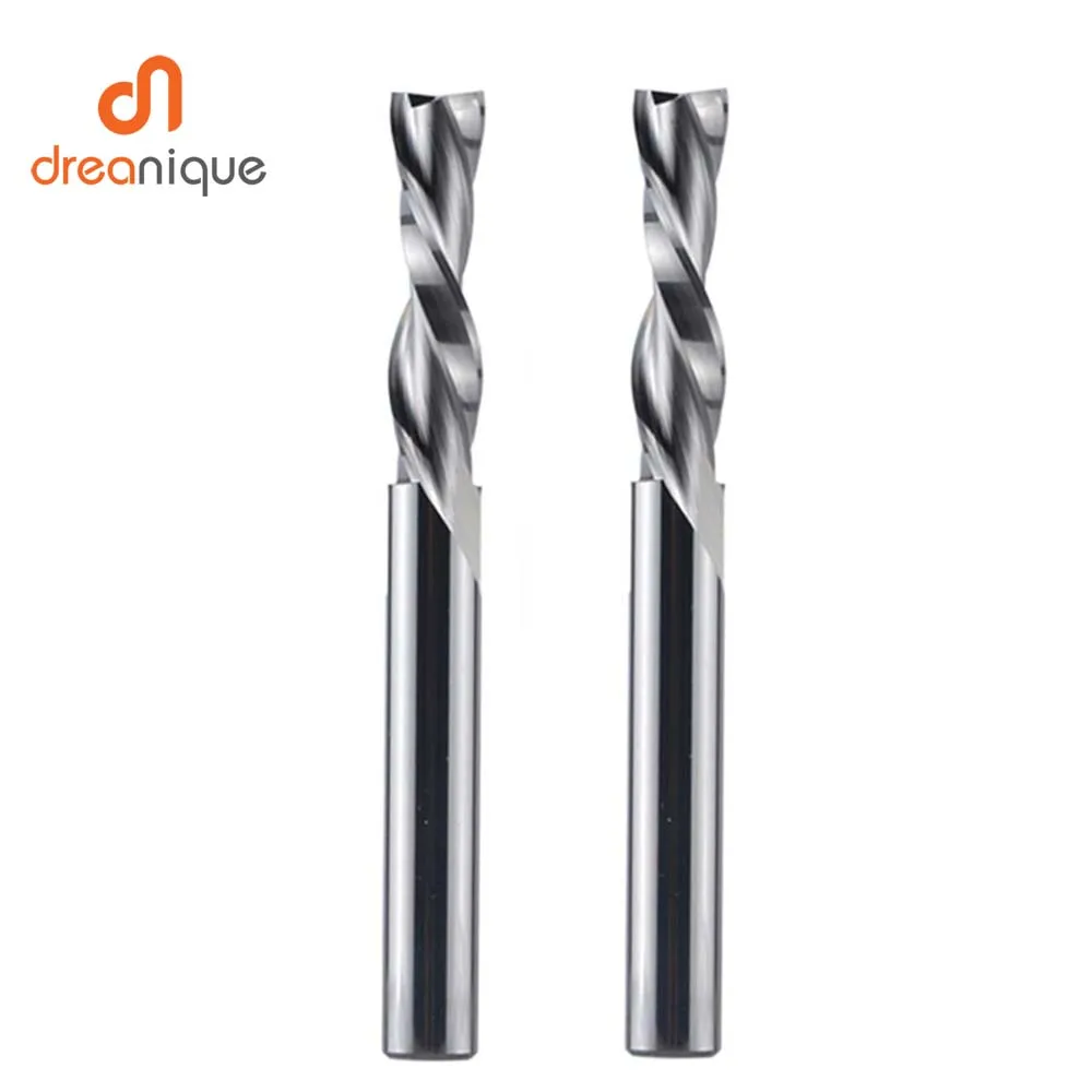 Dreanique 1pc downcut espiral fresa de carboneto sólido haste 1/4 polegada 2 flautas fresa de madeira para escultura em madeira entalho