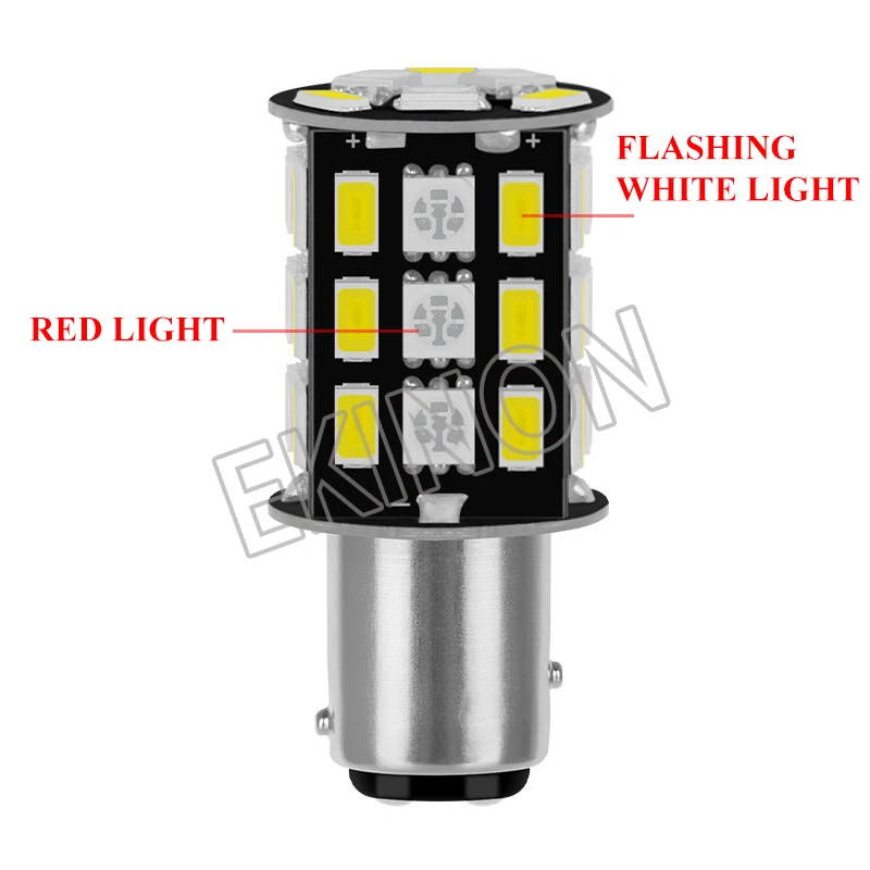 20pcs Motorcycle LED Strobe FlashIing 1157 BAY15D P21/5W Tail Running Light Bulb Auto Brake Lamp White Red DC12V