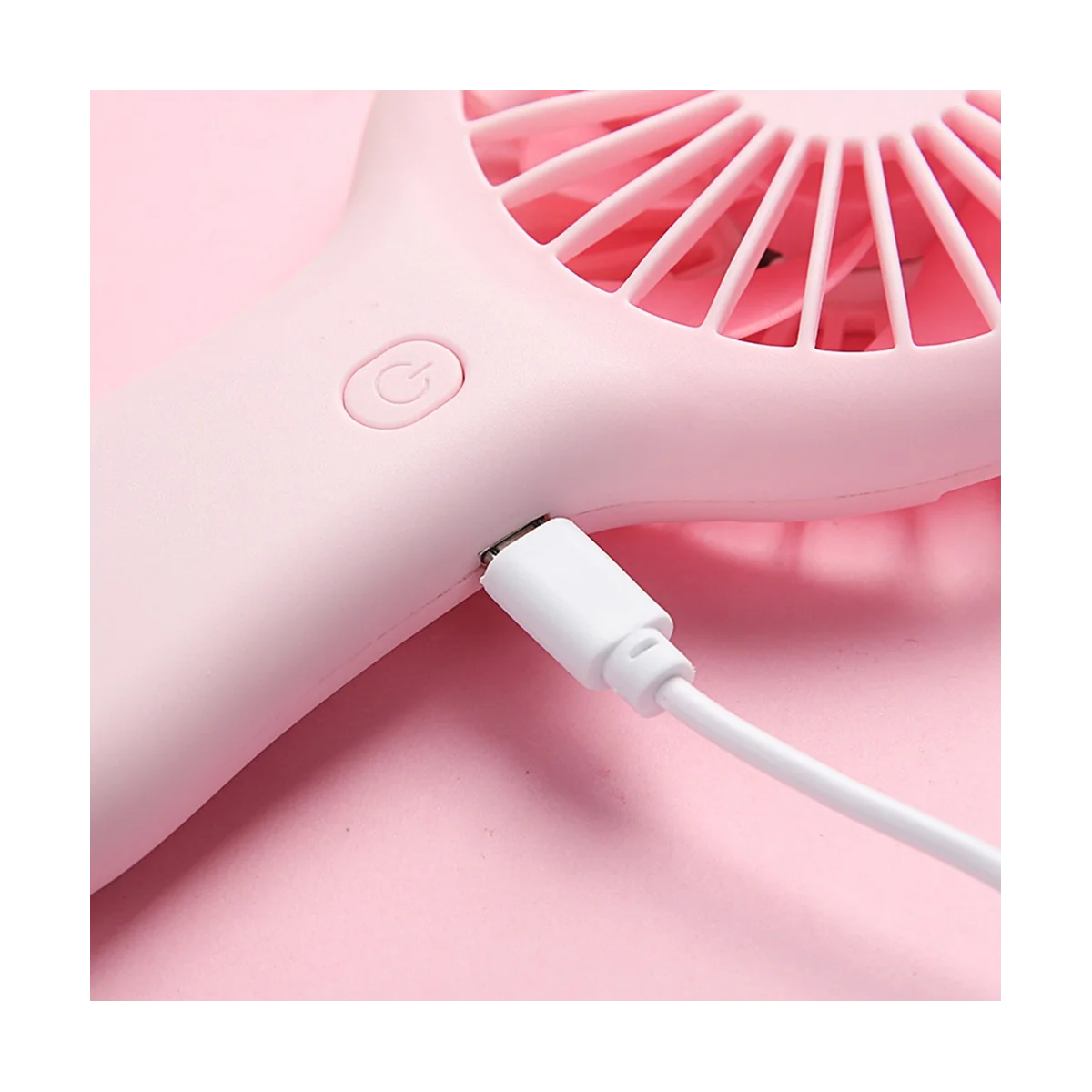 Handheld Mini Fan Portable USB Charging Convenient Small Fans Catapult Pocket Hand-Held Fan with Base Outdoor Fan-Pink