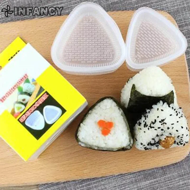 2Pcs Triangular Plastic Sushi Rice Ball Maker Mould Onigiri Mold Set Kitchen Gadgets Stuff Transparent Bento Accessories