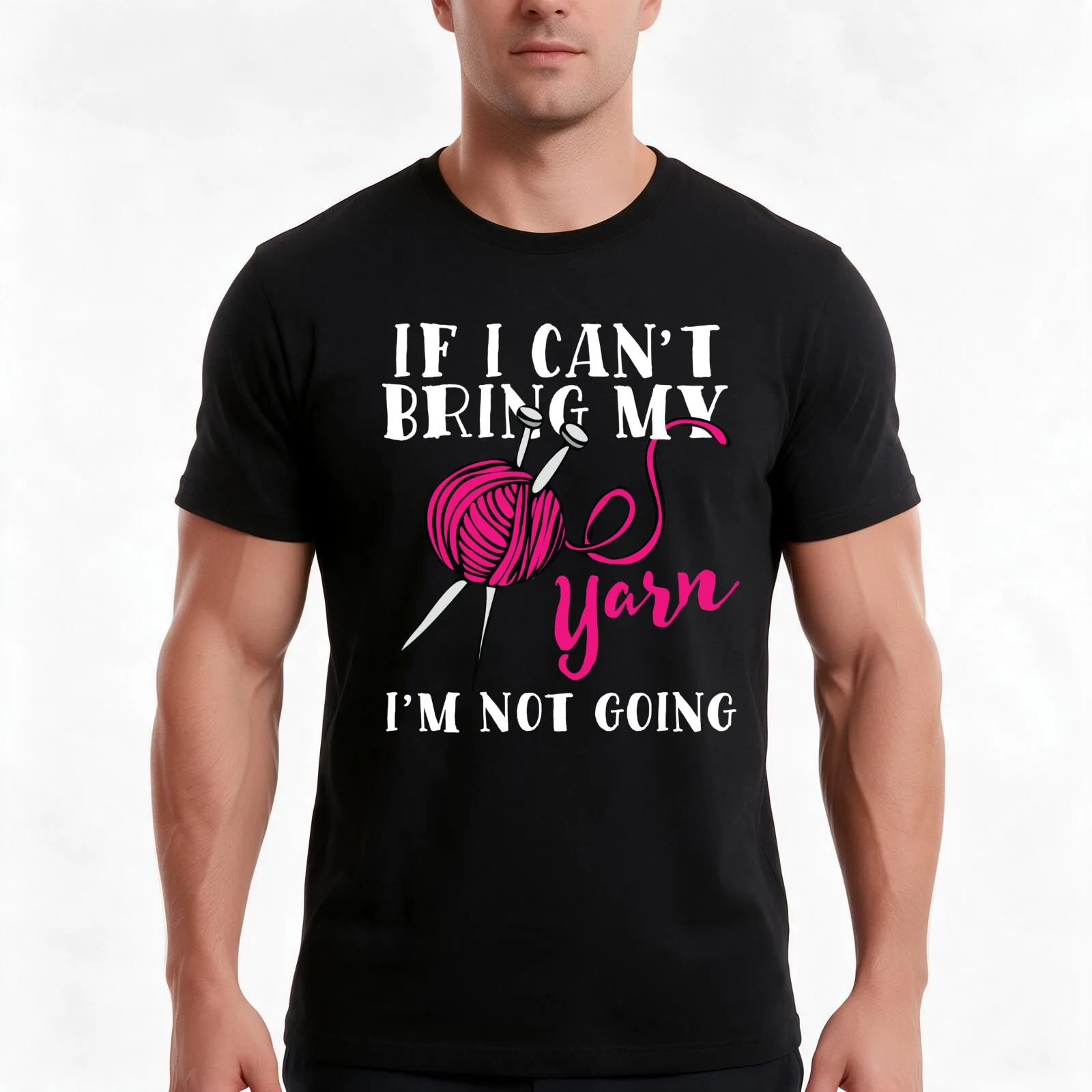 If I Can't Bring My Yarn I'm Not Going T-Shirt, Summer Casual Cotton Tee, Oversized Streetwear Tops, Vintage Graphic Print
